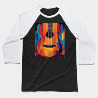 Acoustic Guitar Portrait Modern Oil Painting Style Digital Art Baseball T-Shirt